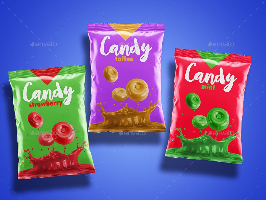 Candy Packet Design Mockup: