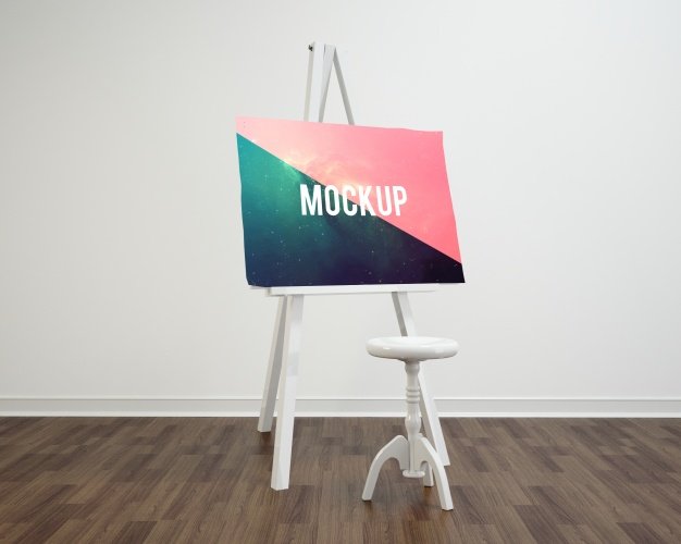 Canvas On A White Stand Mockup