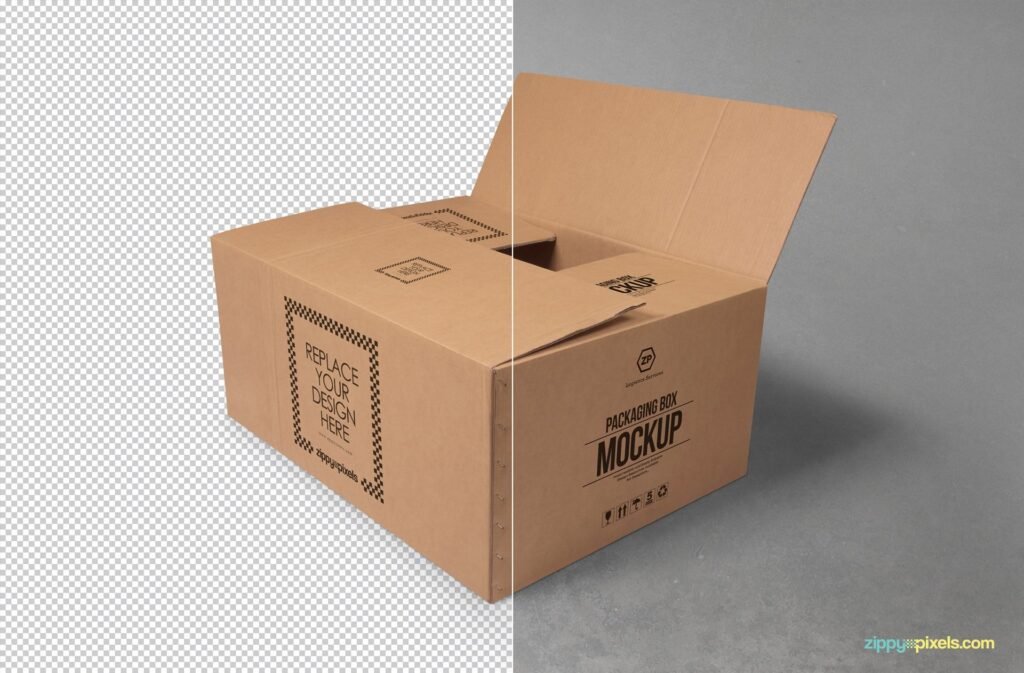 Download 22+ Cool Free CardBoard Box Mockup PSD Design Template