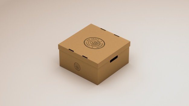Cardboard Square Box Mockup
