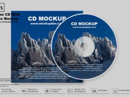 Free CD With Box Mockup PSD Template