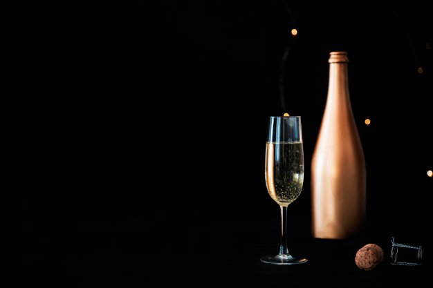 Champagne Bottle With A Glass PSD File