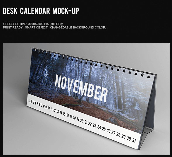 Changeable Background Desk Calendar Mockup