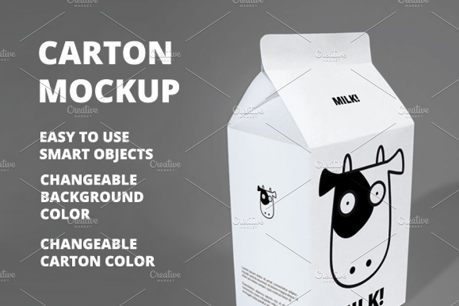 Changeable Background Milk Carton Mockup Design