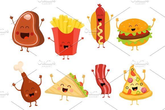 Characters of Fast Food Vector