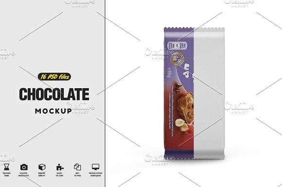 Chocolate Bar Template - 16 PSD files