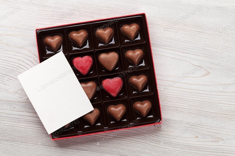 Chocolate Box Mockup With Heart Shape Chocolate