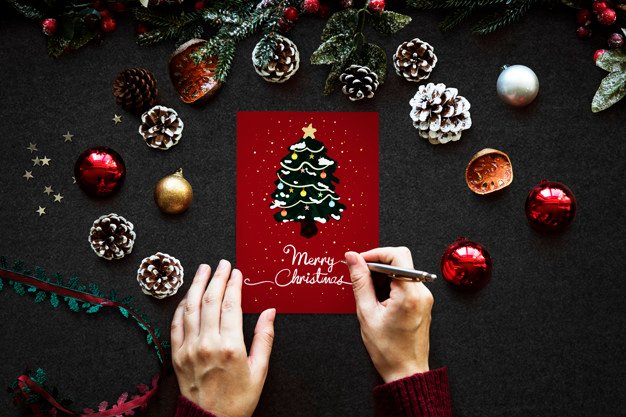 Christmas Holiday Greetings Designed By Hand PSD Template.