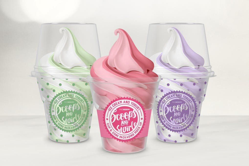 Clear Ice Cream Cups Mockup
