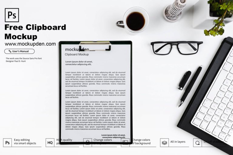 Free Clipboard Mockup PSD Template