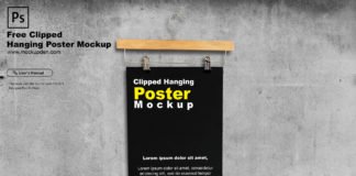 Free Clipped Hanging Poster Mockup PSD Template