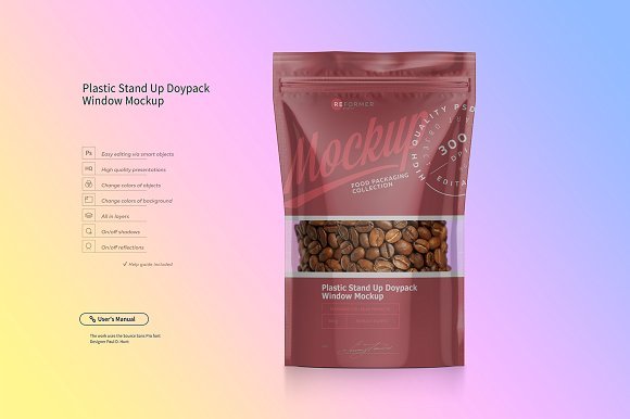 Coffee Beans PSD Doypack Downloadable PSD