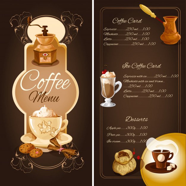 Coffee cafe menu Mockup