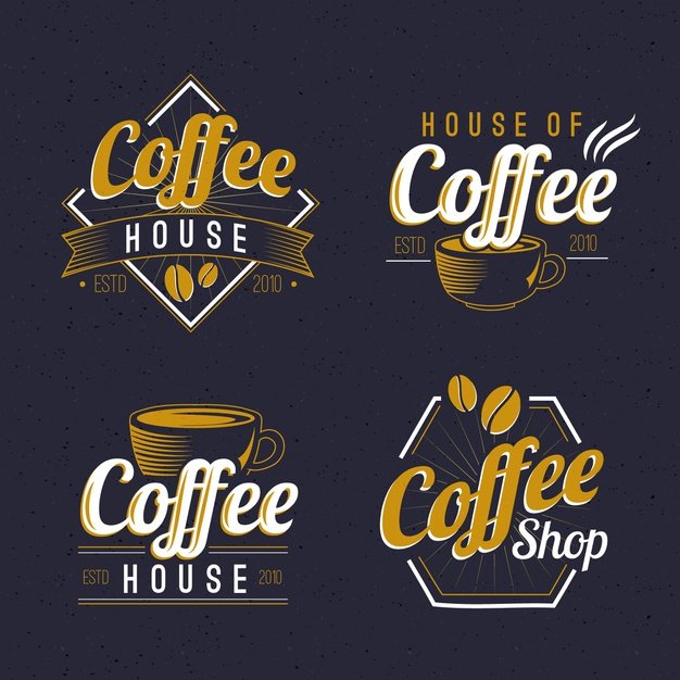 Coffee shop retro logo assortment Free Vector