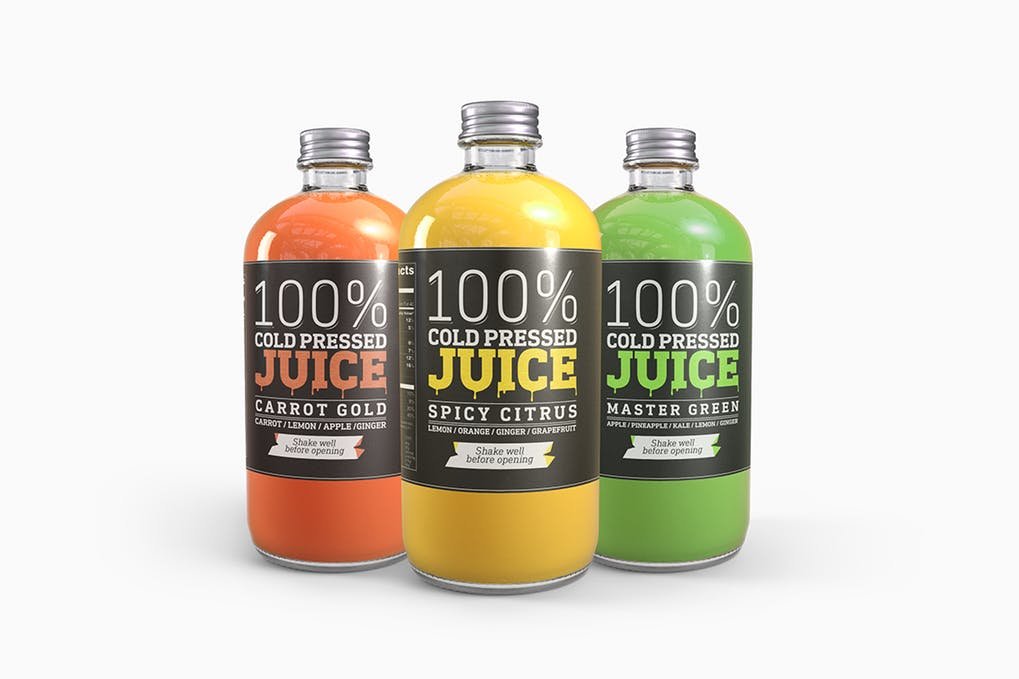 Cold Pressed Juice Glass Bottle PSD