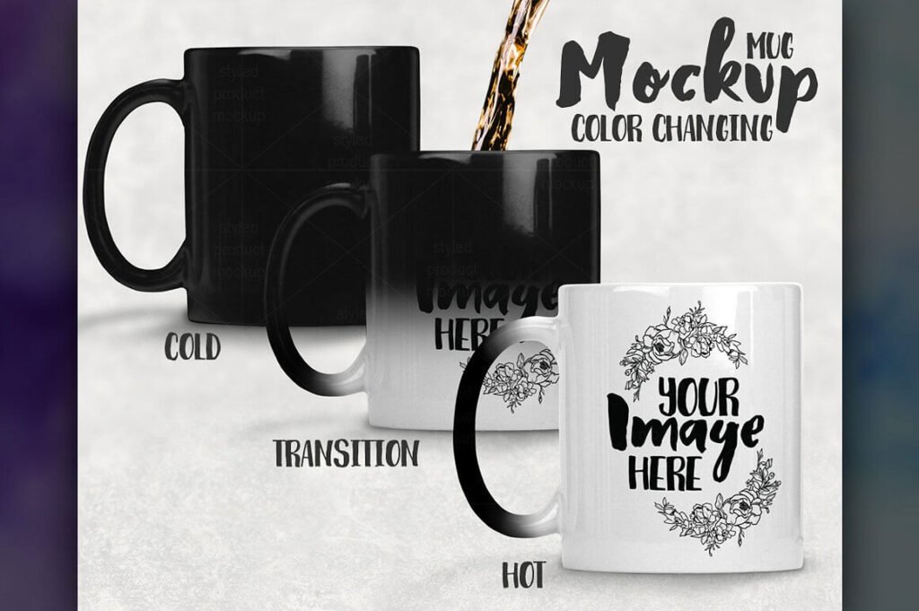 Color Changing Coffee Mug Mockup PSD