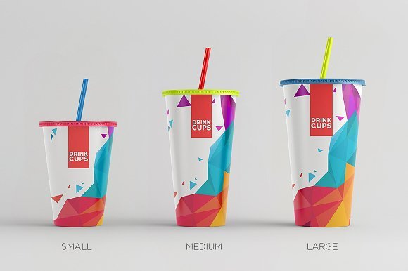 Colorful Paper Made Drinking Cup Mockup