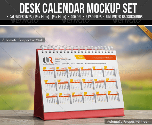 Company Logo Branding Desk Calendar Mockup