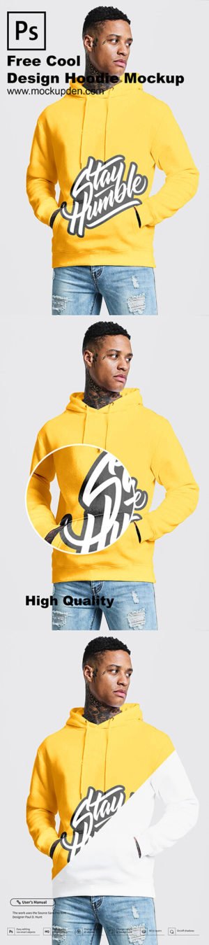 Download Free Cool Design Hoodie Mockup PSD Template - Mockup Den