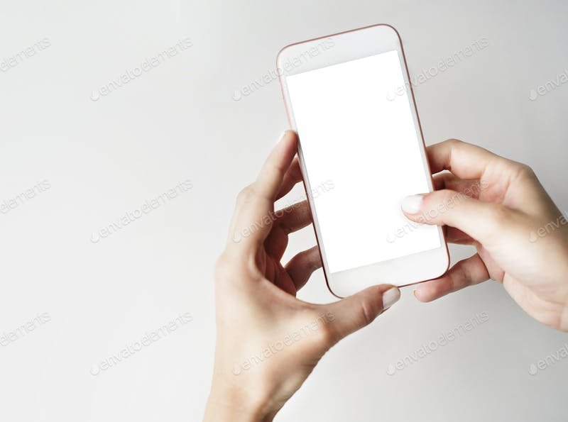 Copy space Mobile Phone Hands PSD Mockup.
