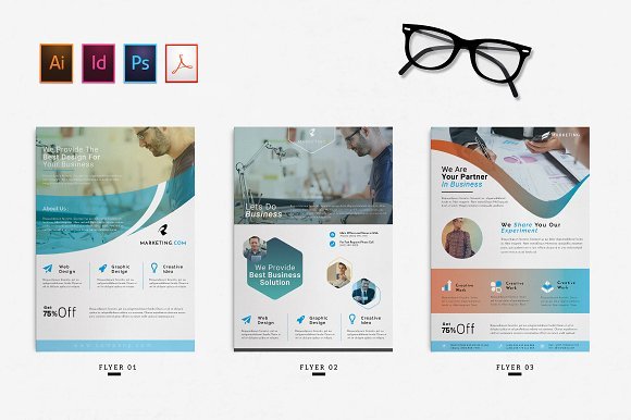 Corporate Design A4 Flyer PSD Ai ID Mockup With Specs Beside