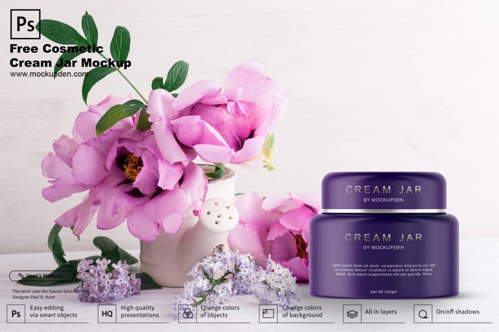 Download Free Cosmetic Cream Jar Mockup PSD Template - Mockup den