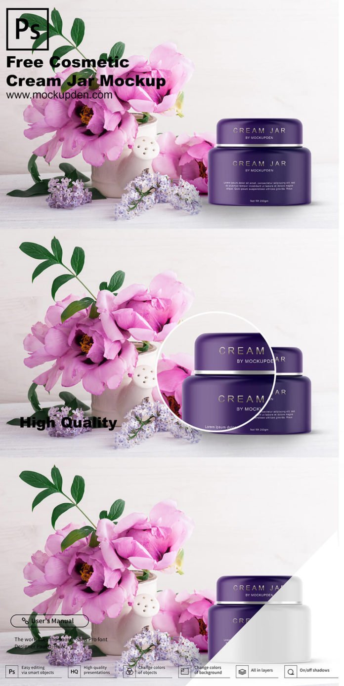 Free Cosmetic Cream Jar Mockup PSD Template - Mockup den