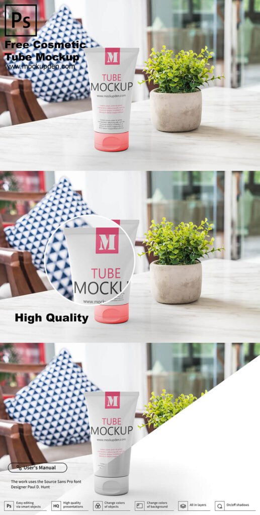 Free Cosmetic Tube Mockup Vol 2  PSD Template