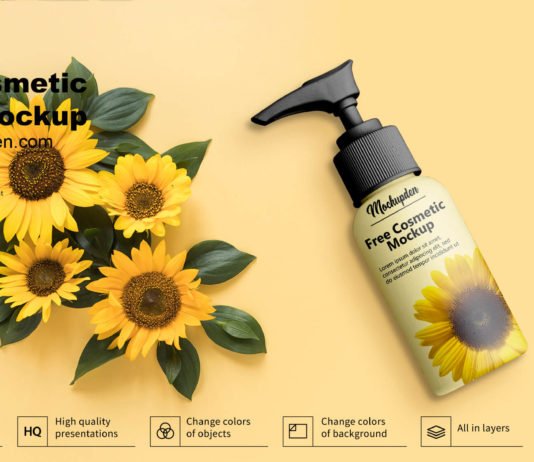 Free Cosmetic Bottle Mockup PSD Template