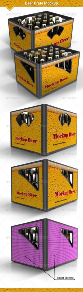 Crate Full Of Beer Bottles PSD Design template: