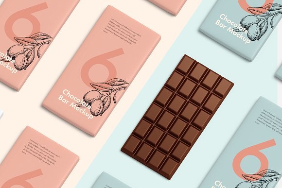 Cream Color Chocolate Bar Packet Mockup