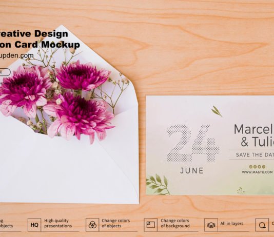 Free Creative Design Invitation Card Mockup PSD Template