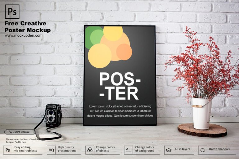Free Creative Poster Mockup PSD Template