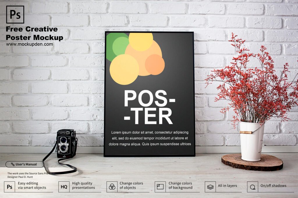Free Creative Poster Mockup PSD Template Mockup Den