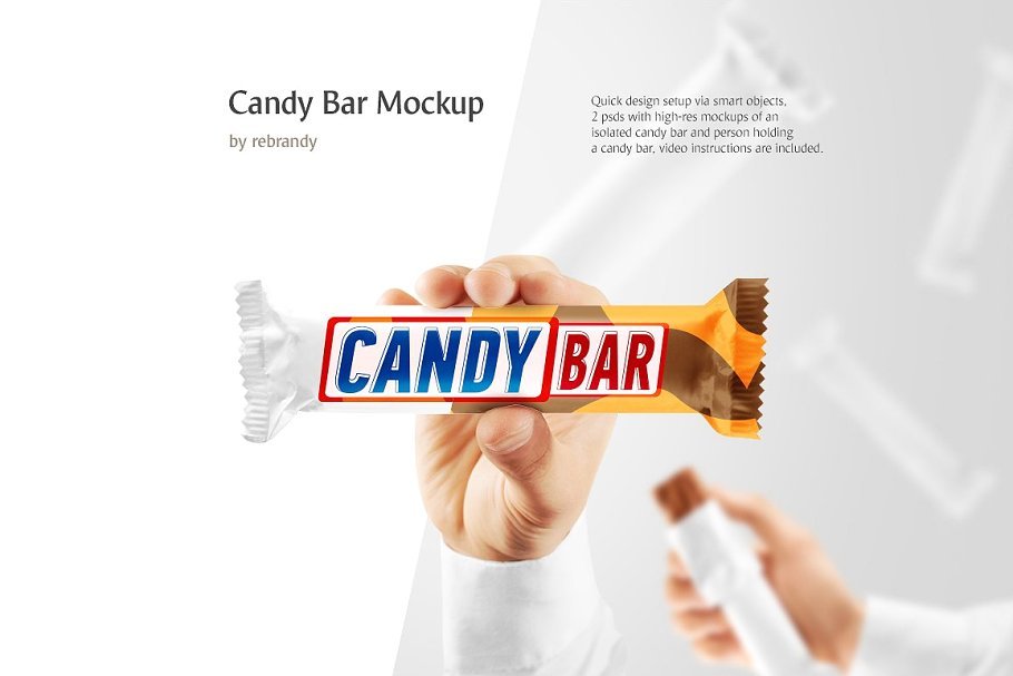 Crop Hand Holding Candy Bar Mockup