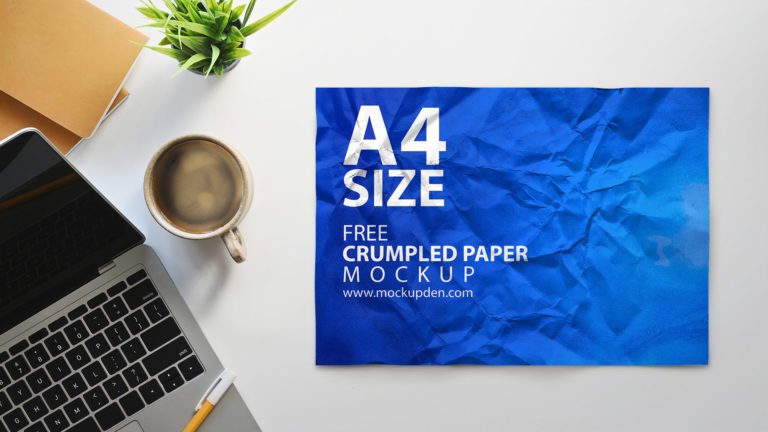 Free Crumpled Paper Mockup PSD Template