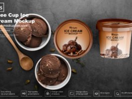 Free Cup Ice Cream Mockup PSD Template