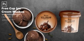 Free Cup Ice Cream Mockup PSD Template