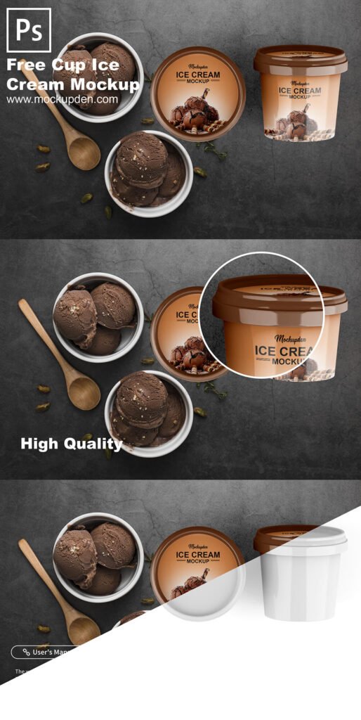 Free Cup Ice Cream Mockup PSD Template