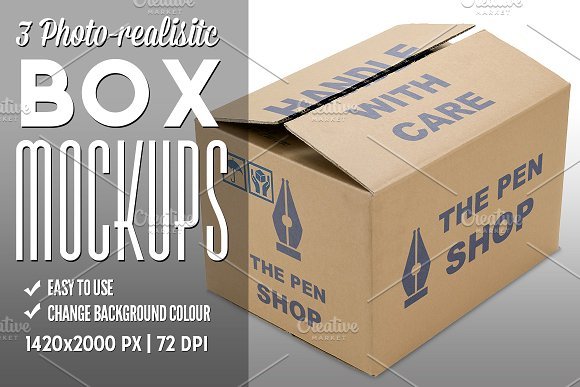 Customizable Brown Carton Box PSD Mockup