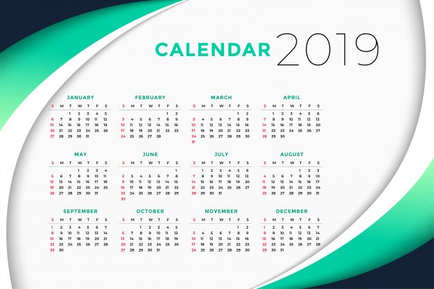 Customizable Calendar Vector For 2019