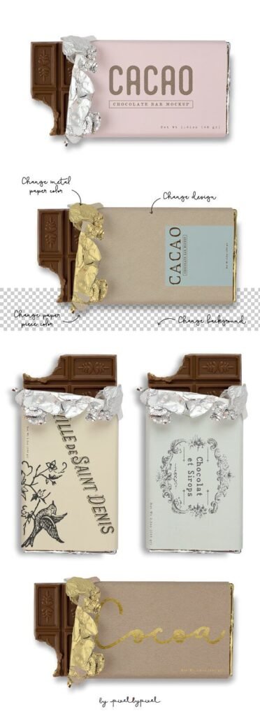 Customizable Chocolate Bar On Packet Mockup