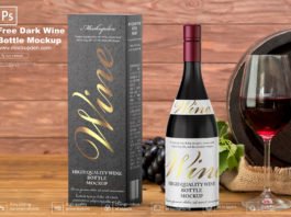Free Dark Wine Bottle Mockup PSD Template