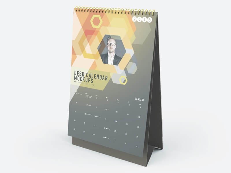 Desk Calendar in Vertical Position Mockup