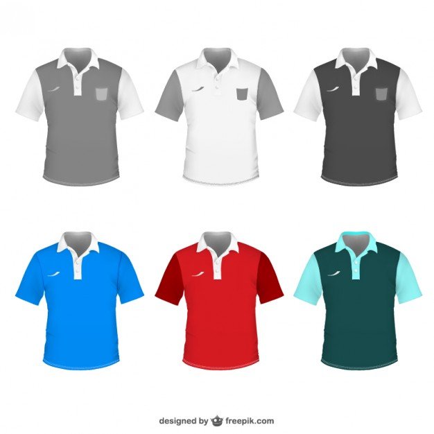 Different Bi-coloured Polo t-shirt for men Vector Format