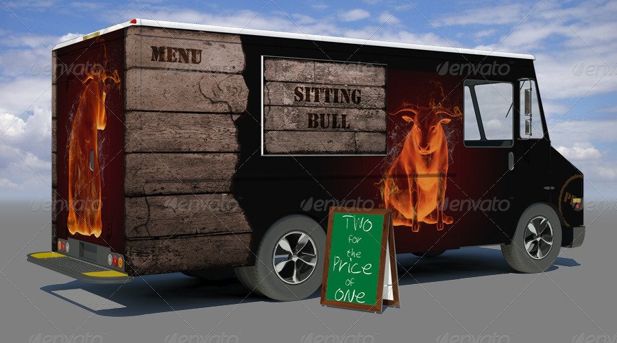 Different Designs Of Food Truck Mockup.