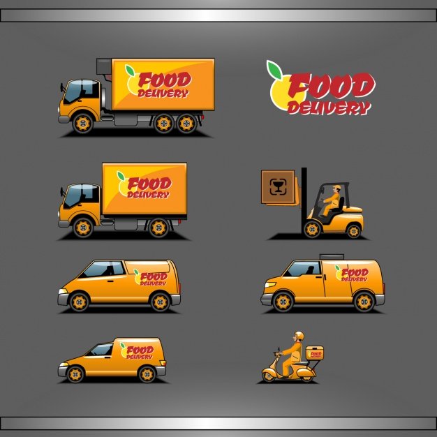 Different Kinds Of Food Vehicle PSD File.