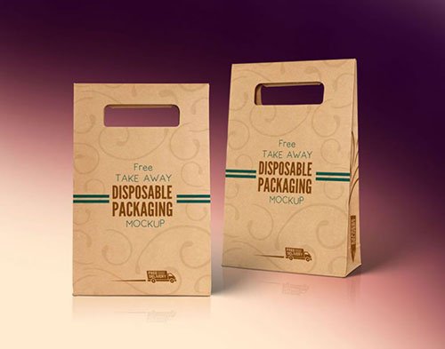 Disposable Food Paper Packaging Bag Mockup