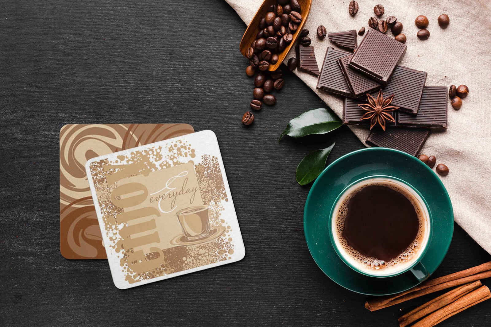 Free Coffee Coaster Mockup PSD Template