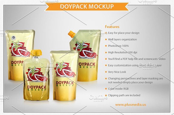 Easy to Customize Doypack Design Template in PSD Format
